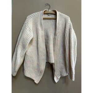 American Eagle Cream Confetti Fuzzy‎ Cropped Open Chunky KnitCardigan Size Small
